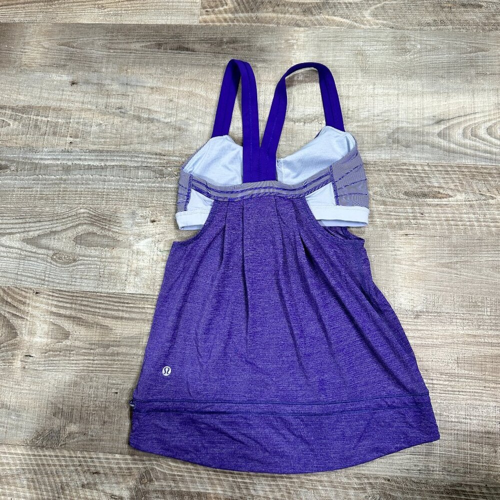 Lululemon Purple Rest Less Heathered Bruised Berry Wee Stripe cinched tank 4 - Picture 7 of 11